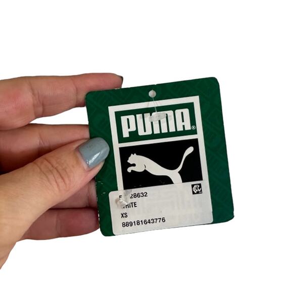 Puma White Short Sleeve Metallic Gold Logo Cat Front T-Shirt Women Sz XS - Picture 7 of 9